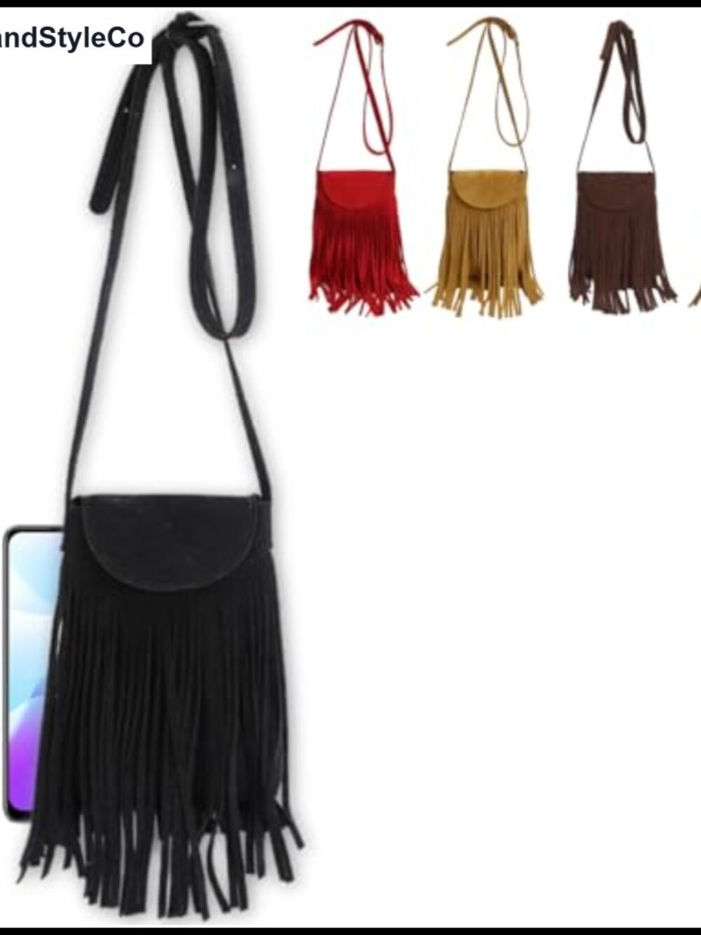 Faux Suede Crossbody Bag for Phone, Tassel Mini Shoulder Bag, Casual Small Purse